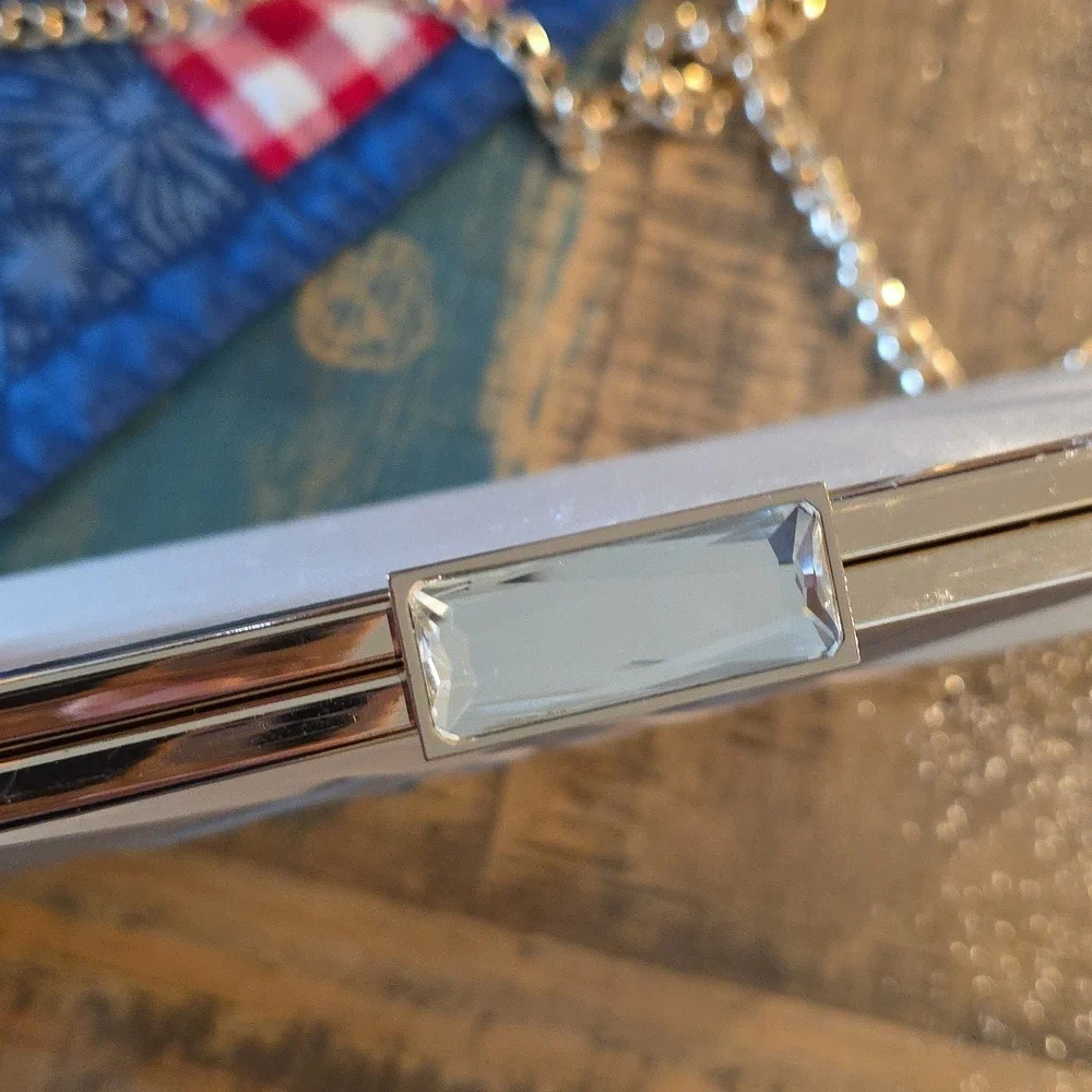 INC International Concepts Cream Satin Clutch or Crossbody - Picture 5 of 11